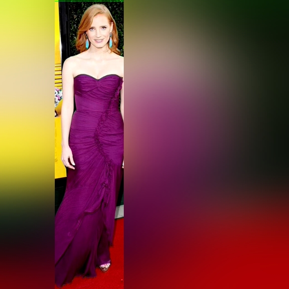 $2,200 NEW OSCAR DE LA RENTA GOLD SILK RUFFLE RUNWAY DRESS US 6 - Picture 11 of 11